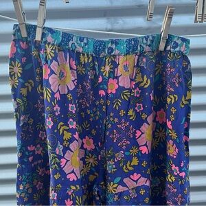 NATURAL LIFE Wide Leg Pants - Navy, Pink & Yellow Floral